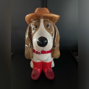 The Pioneer Woman Cookie Jar Cowboy Boots & Hat Charlie Basset Hound NOS 12”